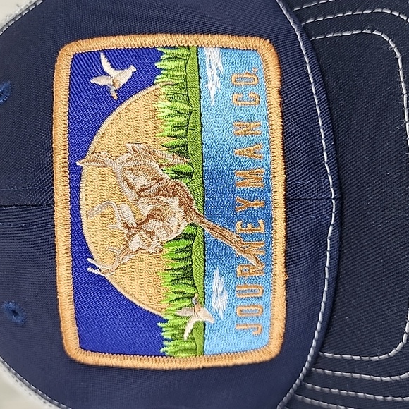 Journeyman Co. Trucker navy blue white mesh baseball Hat cap embroidered patch - Picture 2 of 6